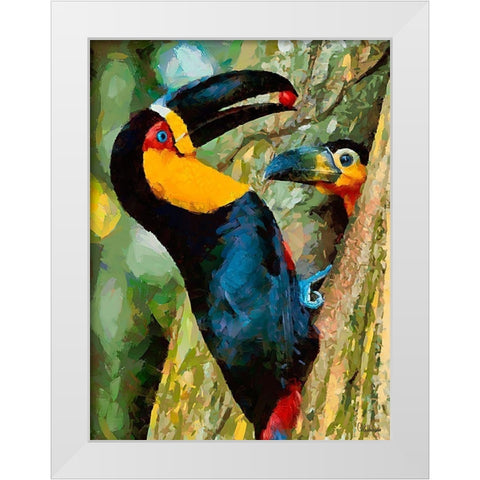Toucan with Cherry White Modern Wood Framed Art Print by Medeiros, Celito