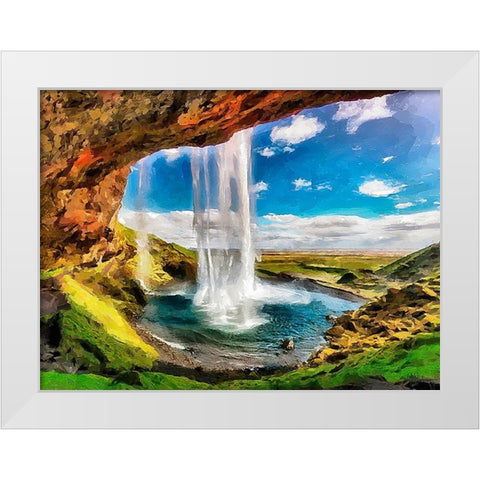 Watterfall on Island White Modern Wood Framed Art Print by Medeiros, Celito