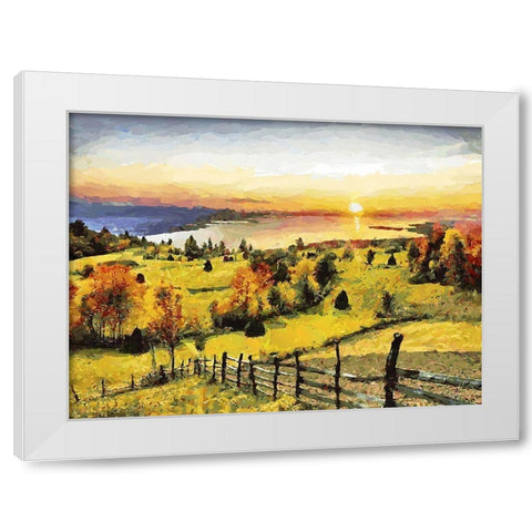 Sunset on the Lake White Modern Wood Framed Art Print by Medeiros, Celito
