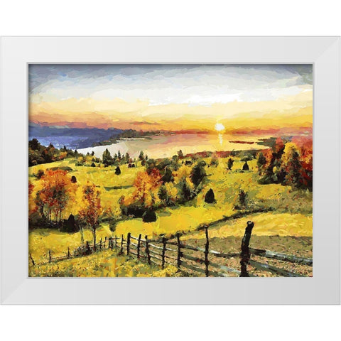 Sunset on the Lake White Modern Wood Framed Art Print by Medeiros, Celito