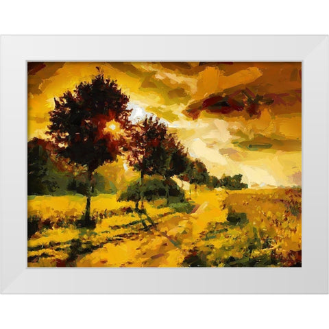 Sunset Behind the Trees White Modern Wood Framed Art Print by Medeiros, Celito