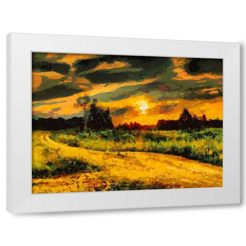 Sunset Behind the Trees II White Modern Wood Framed Art Print by Medeiros, Celito