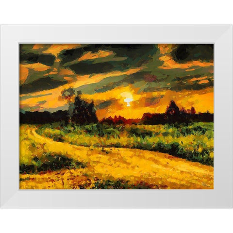 Sunset Behind the Trees II White Modern Wood Framed Art Print by Medeiros, Celito