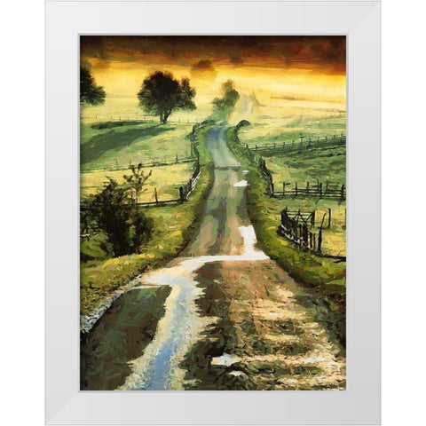 Wavy Road to Countryside White Modern Wood Framed Art Print by Medeiros, Celito