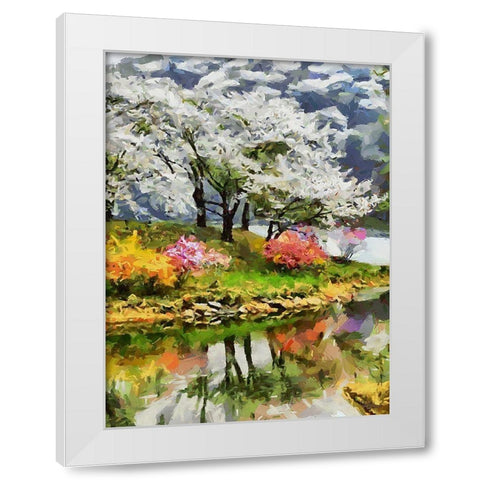 White and Pink Trees White Modern Wood Framed Art Print by Medeiros, Celito
