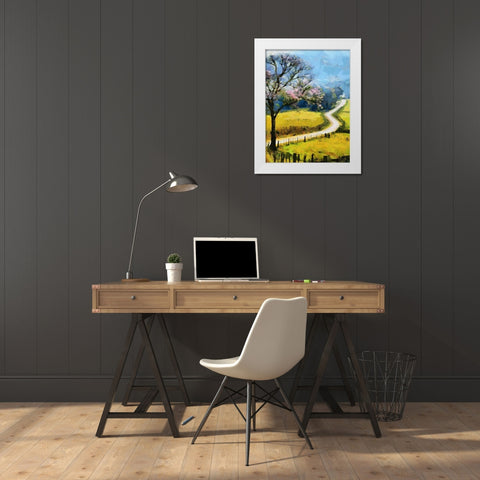 Road to the Mountains White Modern Wood Framed Art Print by Medeiros, Celito