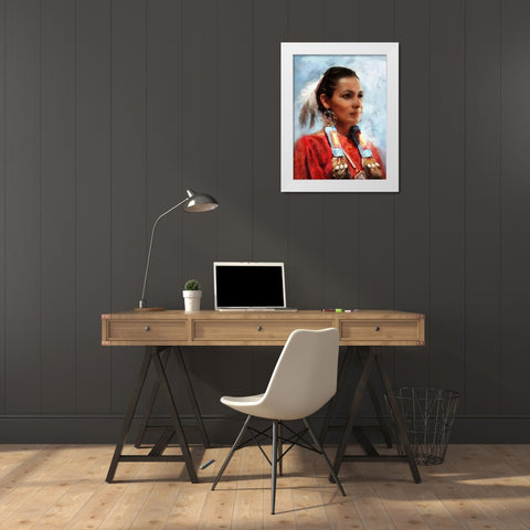 Indian Girl II White Modern Wood Framed Art Print by Medeiros, Celito