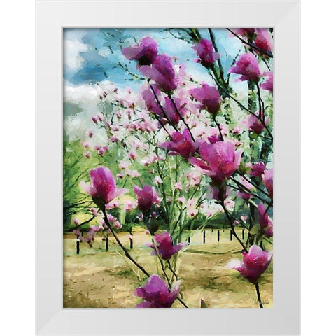 Magnolia Tree White Modern Wood Framed Art Print by Medeiros, Celito
