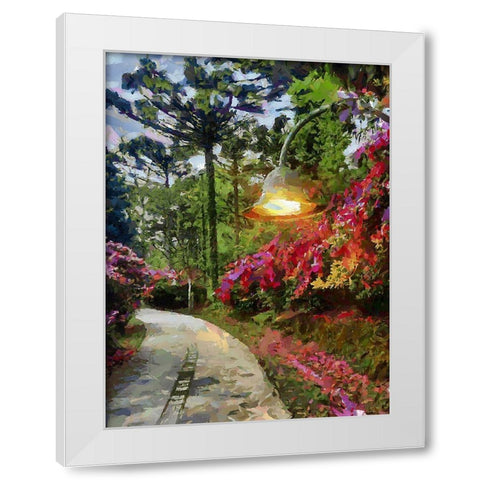 Lamp in the Garden White Modern Wood Framed Art Print by Medeiros, Celito