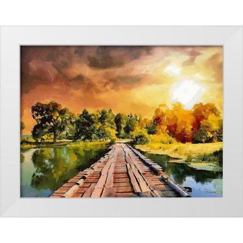 Wooden Bridge White Modern Wood Framed Art Print by Medeiros, Celito