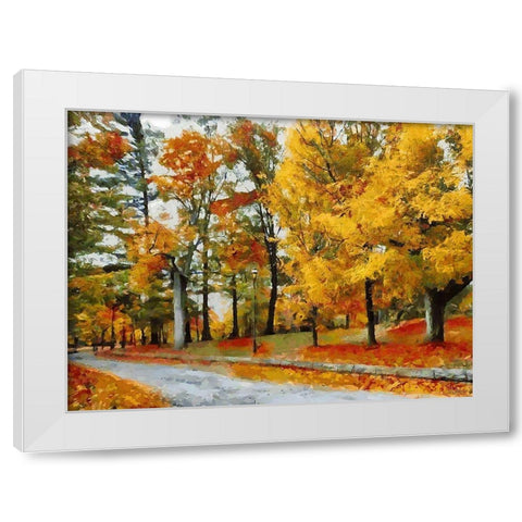 Autumn Colours White Modern Wood Framed Art Print by Medeiros, Celito