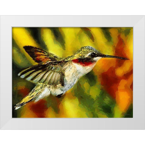 Hummingbird White Modern Wood Framed Art Print by Medeiros, Celito