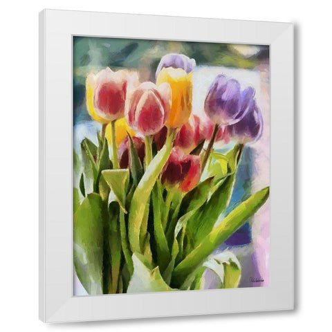 Tulips White Modern Wood Framed Art Print by Medeiros, Celito