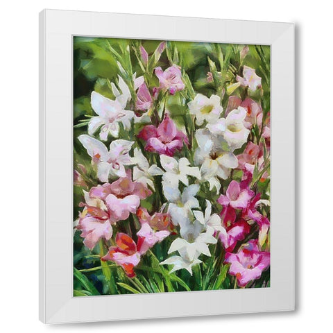 Gladiolus II White Modern Wood Framed Art Print by Medeiros, Celito