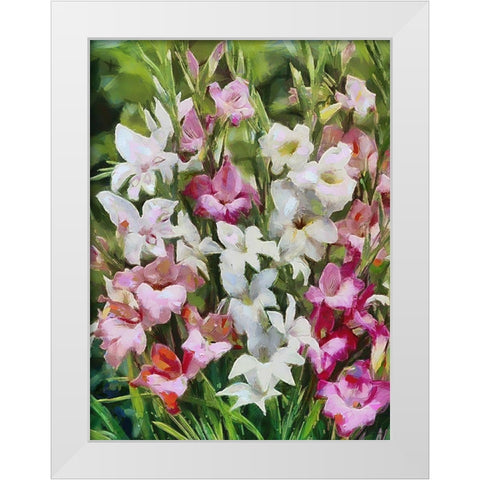 Gladiolus II White Modern Wood Framed Art Print by Medeiros, Celito