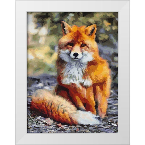 Orange Fox White Modern Wood Framed Art Print by Medeiros, Celito