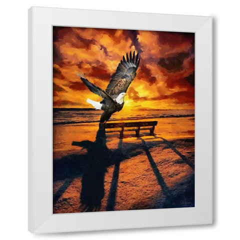 Eagle by Sunset White Modern Wood Framed Art Print by Medeiros, Celito