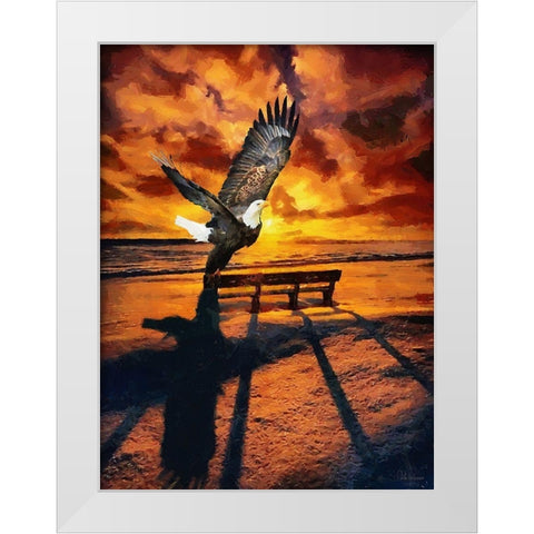Eagle by Sunset White Modern Wood Framed Art Print by Medeiros, Celito