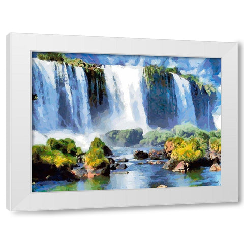 Iguazu Waterfalls II White Modern Wood Framed Art Print by Medeiros, Celito