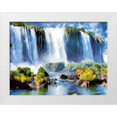 Iguazu Waterfalls II White Modern Wood Framed Art Print by Medeiros, Celito