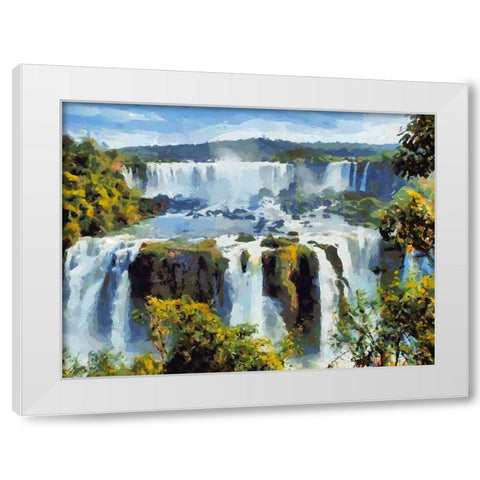 Iguazu Waterfalls III White Modern Wood Framed Art Print by Medeiros, Celito