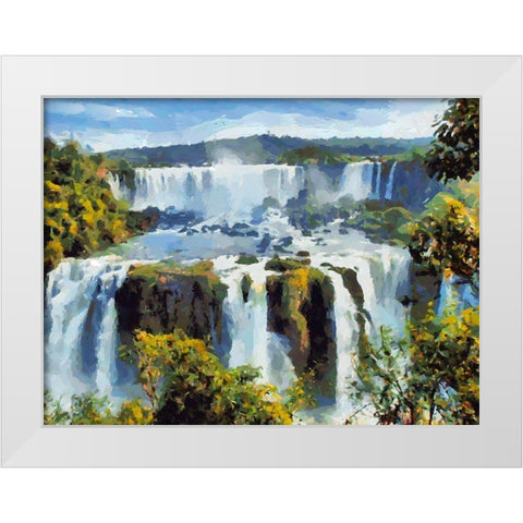 Iguazu Waterfalls III White Modern Wood Framed Art Print by Medeiros, Celito