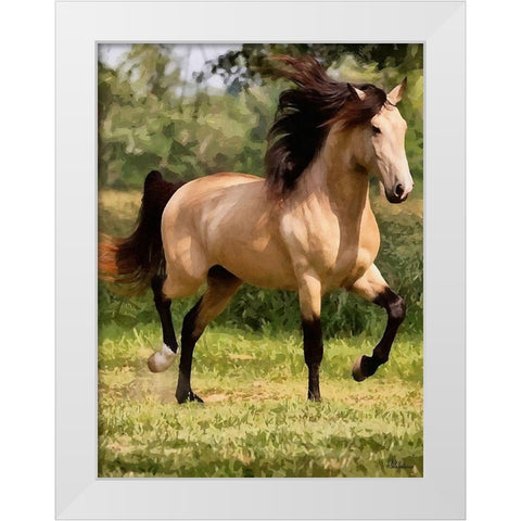Brown Horse on the Meadow White Modern Wood Framed Art Print by Medeiros, Celito