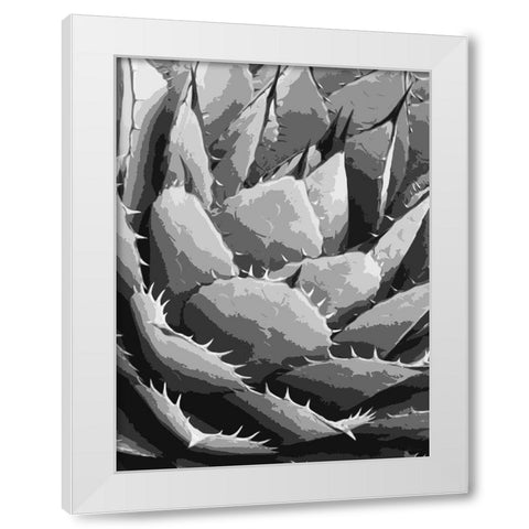 Leaves BW5 White Modern Wood Framed Art Print by Medeiros, Celito