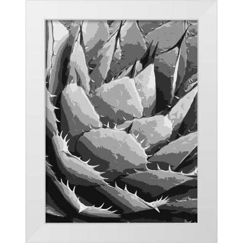 Leaves BW5 White Modern Wood Framed Art Print by Medeiros, Celito