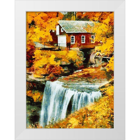 Mill by the River White Modern Wood Framed Art Print by Medeiros, Celito