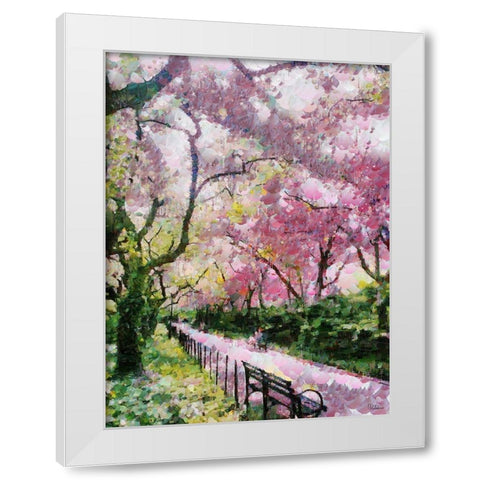 Path in the Park  White Modern Wood Framed Art Print by Medeiros, Celito