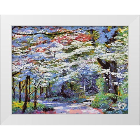 Path in the Park White Modern Wood Framed Art Print by Medeiros, Celito