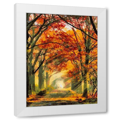 Autumn Road White Modern Wood Framed Art Print by Medeiros, Celito