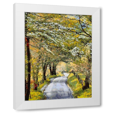 Countryside Road in Spring White Modern Wood Framed Art Print by Medeiros, Celito