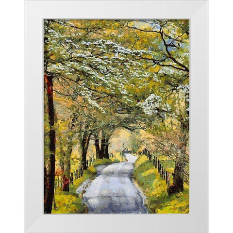 Countryside Road in Spring White Modern Wood Framed Art Print by Medeiros, Celito