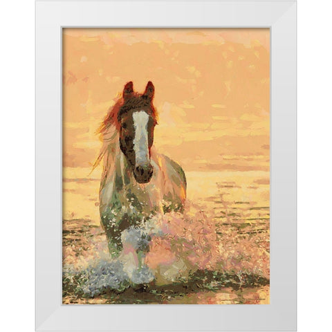 Horse in the Pond White Modern Wood Framed Art Print by Medeiros, Celito