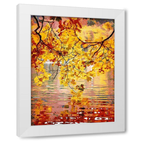 Branch over Water White Modern Wood Framed Art Print by Medeiros, Celito
