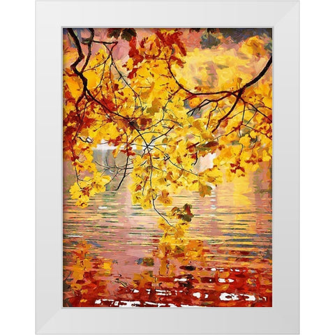 Branch over Water White Modern Wood Framed Art Print by Medeiros, Celito