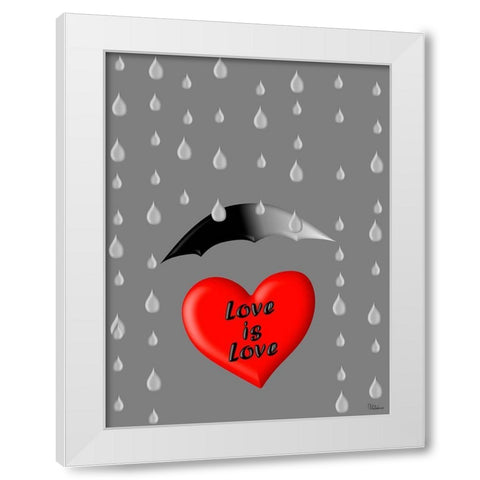 Love is Love White Modern Wood Framed Art Print by Medeiros, Celito