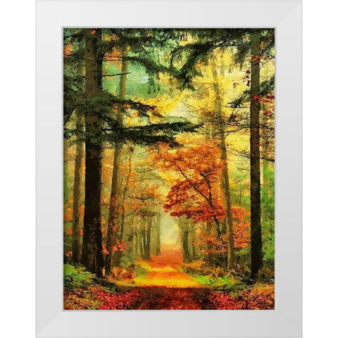 Autumn Walk in the Wood I White Modern Wood Framed Art Print by Medeiros, Celito