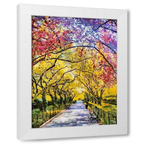 Park Bench White Modern Wood Framed Art Print by Medeiros, Celito