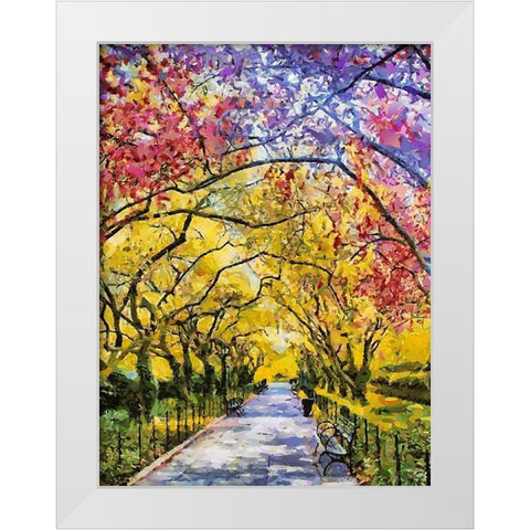 Park Bench White Modern Wood Framed Art Print by Medeiros, Celito