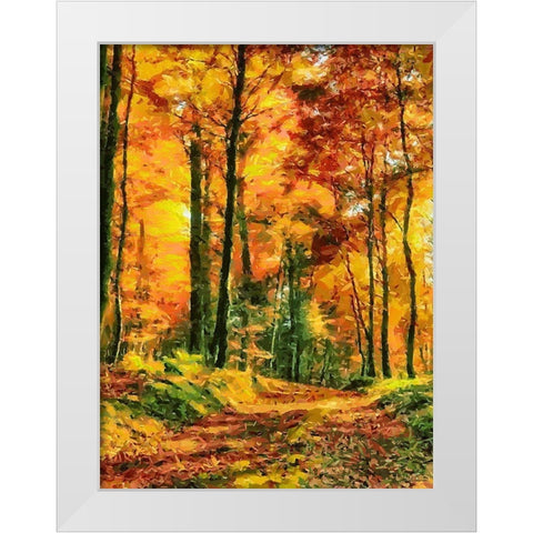 Autumn Walk in the Wood II White Modern Wood Framed Art Print by Medeiros, Celito