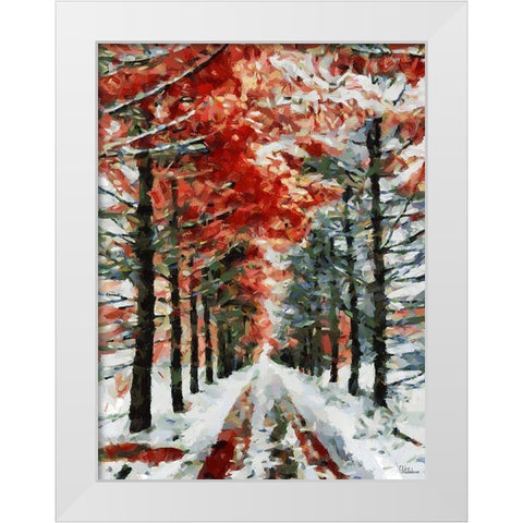 Winter Road White Modern Wood Framed Art Print by Medeiros, Celito