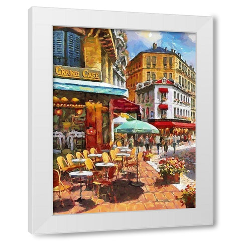 Grand Cafe White Modern Wood Framed Art Print by Medeiros, Celito