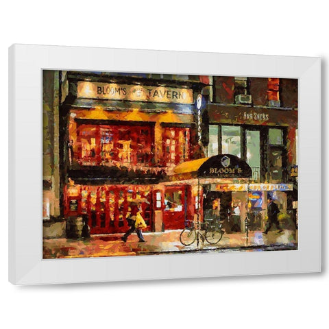 Blooms Tavern White Modern Wood Framed Art Print by Medeiros, Celito