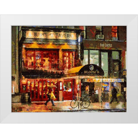 Blooms Tavern White Modern Wood Framed Art Print by Medeiros, Celito