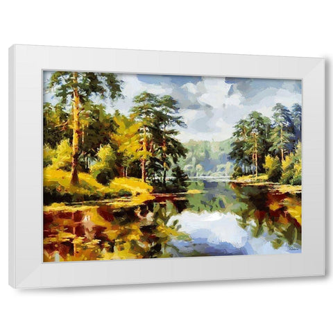 Landscape with Lake White Modern Wood Framed Art Print by Medeiros, Celito