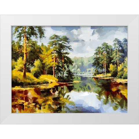 Landscape with Lake White Modern Wood Framed Art Print by Medeiros, Celito