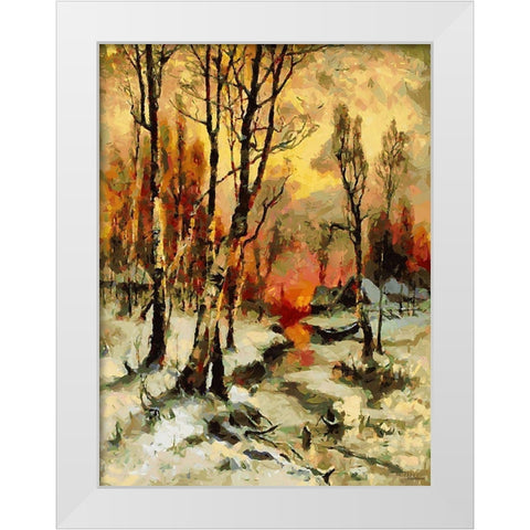 Sunset in Winter White Modern Wood Framed Art Print by Medeiros, Celito